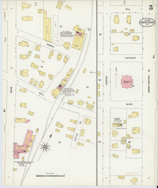 Sanborn Fire Insurance Map from Horseheads, Chemung County, New York (1903), Sheet #0005 - Historic Sanborn Fire Insurance Map Print, vintage old map wall art, antique decor, genealogy gift, New York New York map