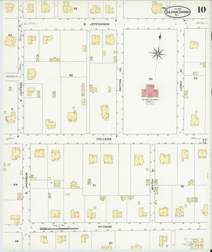 Sanborn Fire Insurance Map from Sulphur Springs, Hopkins County, Texas (1909), Sheet #0010 - Historic Sanborn Fire Insurance Map Print, vintage old map wall art, antique decor, genealogy gift, Texas Texas map
