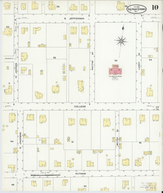 Sanborn Fire Insurance Map from Sulphur Springs, Hopkins County, Texas (1909), Sheet #0010 - Historic Sanborn Fire Insurance Map Print, vintage old map wall art, antique decor, genealogy gift, Texas Texas map