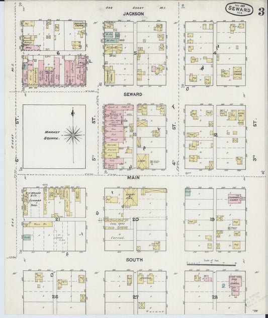 Sanborn Fire Insurance Map from Seward, Seward County, Nebraska (1889), Sheet #0003 - Historic Sanborn Fire Insurance Map Print, vintage old map wall art, antique decor, genealogy gift, Nebraska Nebraska map