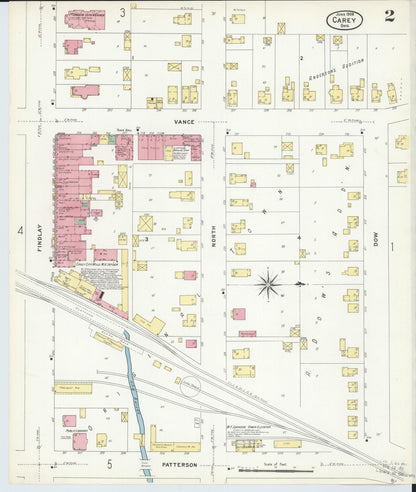 Sanborn Fire Insurance Map from Carey, Wyandot County, Ohio (1908), Sheet #0002 - Historic Sanborn Fire Insurance Map Print, vintage old map wall art, antique decor, genealogy gift, Ohio Ohio map