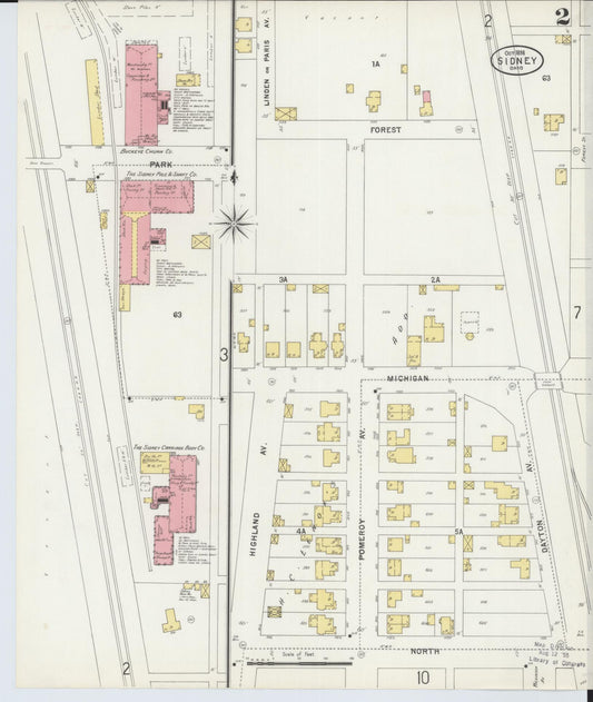 Sanborn Fire Insurance Map from Sidney, Shelby County, Ohio (1898), Sheet #0002 - Historic Sanborn Fire Insurance Map Print, vintage old map wall art, antique decor, genealogy gift, Ohio Ohio map