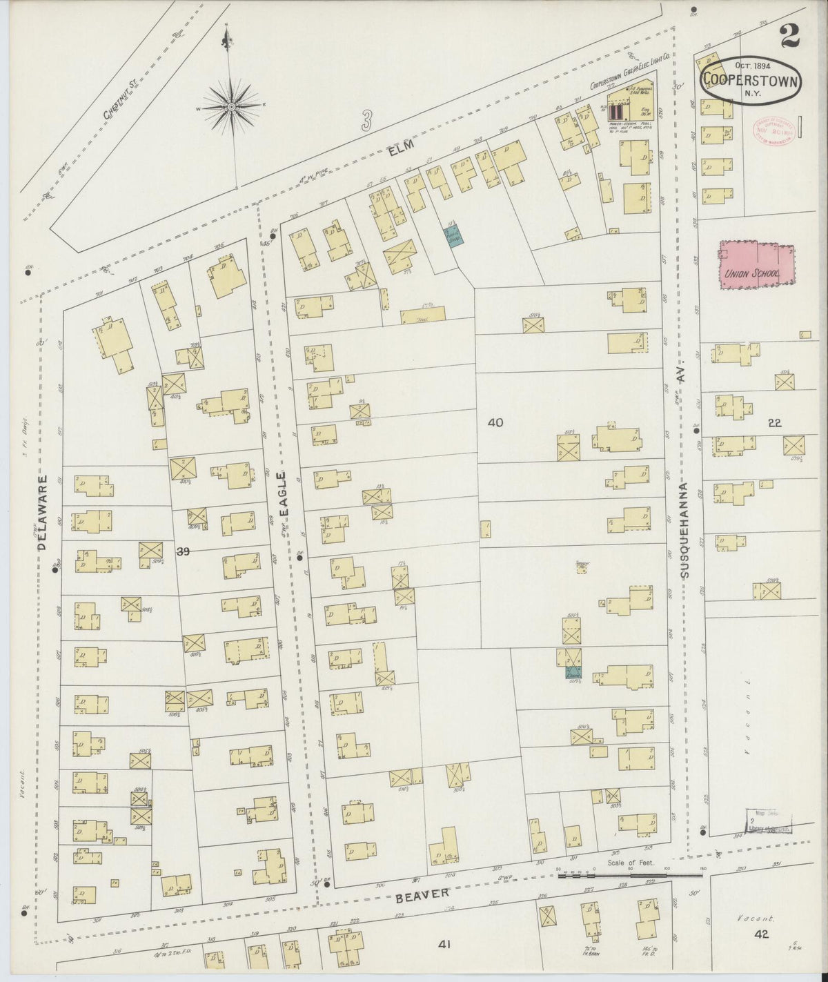 Sanborn Fire Insurance Map from Cooperstown, Otsego County, New York (1894), Sheet #0002 - Complete Map Set gallery image, historic Sanborn map, vintage wall art, New York New York