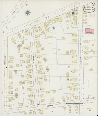 Sanborn Fire Insurance Map from Cooperstown, Otsego County, New York (1894), Sheet #0002 - Complete Map Set gallery image, historic Sanborn map, vintage wall art, New York New York