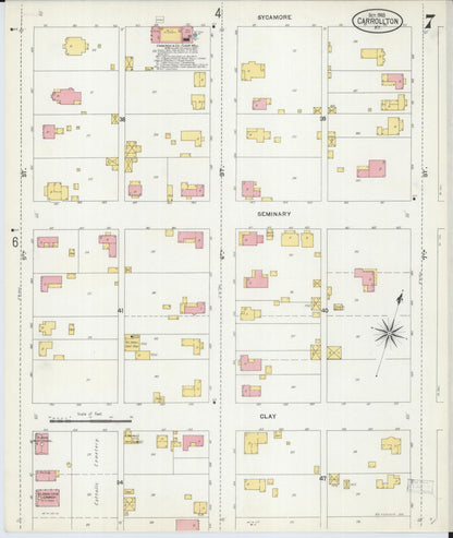 Sanborn Fire Insurance Map from Carrollton, Carroll County, Kentucky (1903), Sheet #0007 - Complete Map Set gallery image, historic Sanborn map, vintage wall art, Kentucky Kentucky