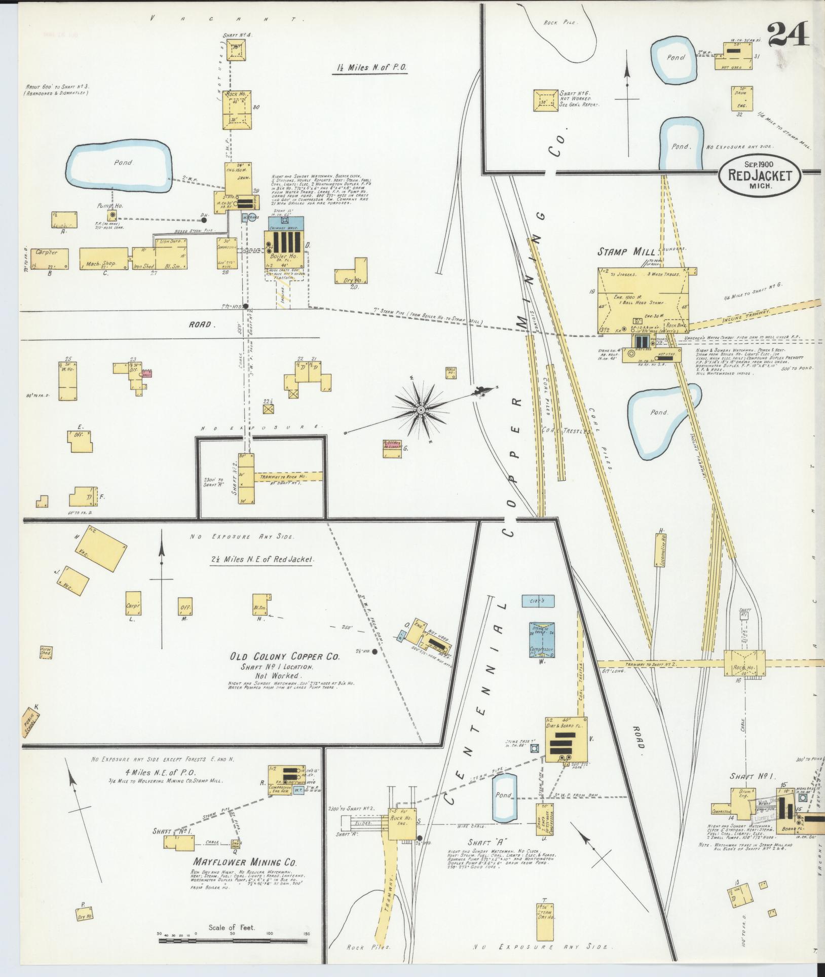 Sanborn Fire Insurance Map from Red Jacket, Houghton County, Michigan (1900), Sheet #0024 - Complete Map Set gallery image, historic Sanborn map, vintage wall art, Michigan Michigan