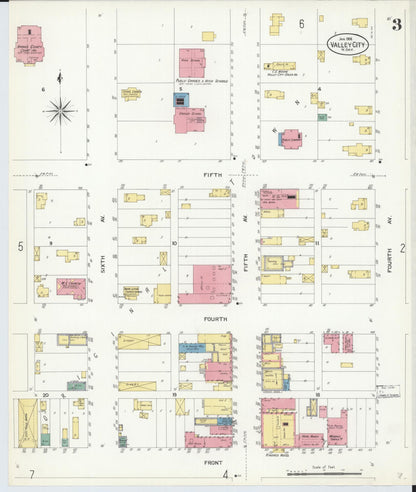 Sanborn Fire Insurance Map from Valley City, Barnes County, North Dakota (1908), Sheet #0003 - Complete Map Set gallery image, historic Sanborn map, vintage wall art, North Dakota North Dakota