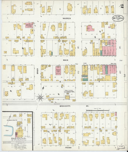 Sanborn Fire Insurance Map from Mitchell, Lawrence County, Indiana (1899), Sheet #0002 - Complete Map Set gallery image, historic Sanborn map, vintage wall art, Indiana Indiana