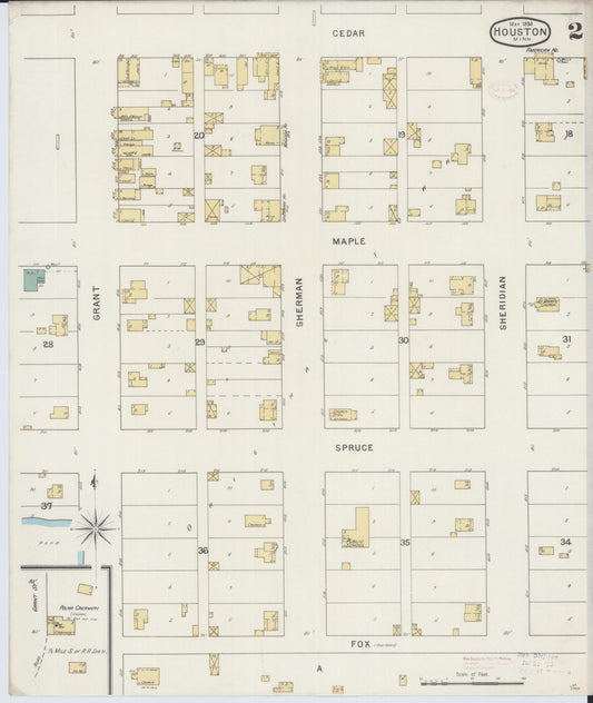 Sanborn Fire Insurance Map from Houston, Houston County, Minnesota (1894), Sheet #0002 - Historic Sanborn Fire Insurance Map Print, vintage old map wall art, antique decor, genealogy gift, Minnesota Minnesota map