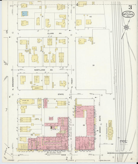 Sanborn Fire Insurance Map from McComb, Pike County, Mississippi (1913), Sheet #0003 - Historic Sanborn Fire Insurance Map Print, vintage old map wall art, antique decor, genealogy gift, Mississippi Mississippi map