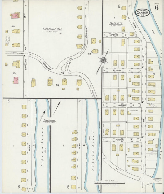 Sanborn Fire Insurance Map from Canton, Haywood County, North Carolina (1921), Sheet #0006 - Historic Sanborn Fire Insurance Map Print, vintage old map wall art, antique decor, genealogy gift, North Carolina North Carolina map