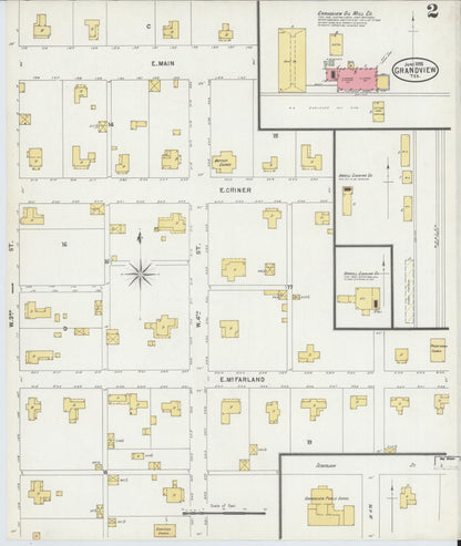Sanborn Fire Insurance Map from Grandview, Johnson County, Texas (1898), Sheet #0002 - Historic Sanborn Fire Insurance Map Print, vintage old map wall art, antique decor, genealogy gift, Texas Texas map