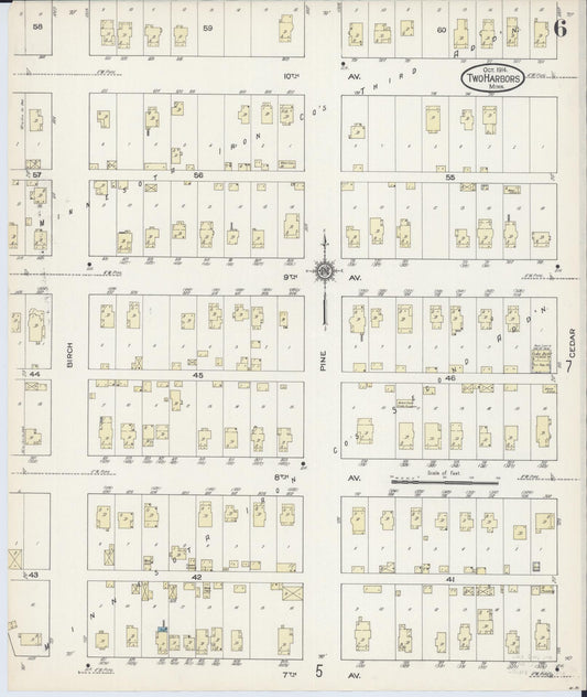 Sanborn Fire Insurance Map from Two Harbors, Lake County, Minnesota (1914), Sheet #0006 - Historic Sanborn Fire Insurance Map Print, vintage old map wall art, antique decor, genealogy gift, Minnesota Minnesota map
