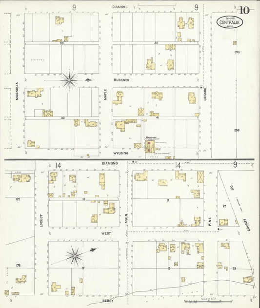 Sanborn Fire Insurance Map from Centralia, Lewis County, Washington (1901), Sheet #0010 - Historic Sanborn Fire Insurance Map Print, vintage old map wall art, antique decor, genealogy gift, Washington Washington map