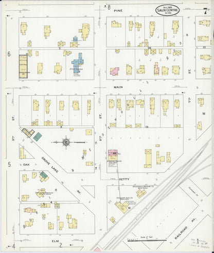 Sanborn Fire Insurance Map from Sauk Centre, Stearns County, Minnesota (1909), Sheet #0007 - Complete Map Set gallery image, historic Sanborn map, vintage wall art, Minnesota Minnesota