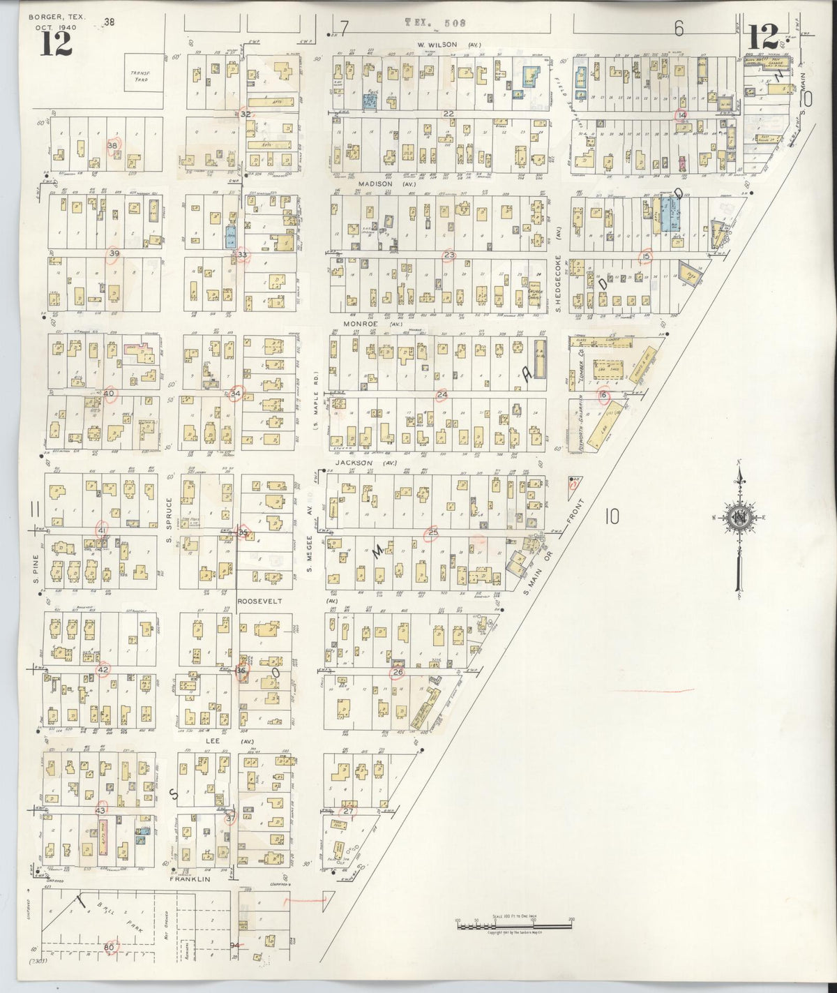 Sanborn Fire Insurance Map from Borger, Hutchinson County, Texas (1950), Sheet #0012 - Complete Map Set gallery image, historic Sanborn map, vintage wall art, Texas Texas