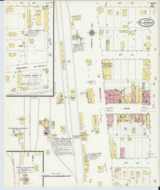 Sanborn Fire Insurance Map from Ellendale, Dickey County, North Dakota (1910), Sheet #0002 - Historic Sanborn Fire Insurance Map Print, vintage old map wall art, antique decor, genealogy gift, North Dakota North Dakota map