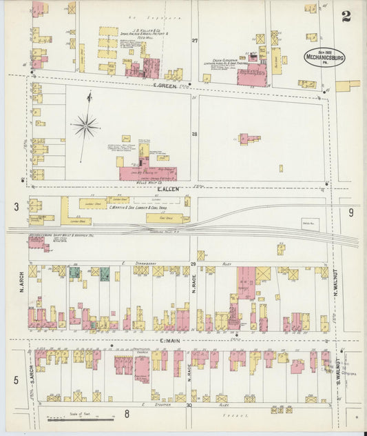 Sanborn Fire Insurance Map from Mechanicsburg, Cumberland County, Pennsylvania (1902), Sheet #0002 - Historic Sanborn Fire Insurance Map Print, vintage old map wall art, antique decor, genealogy gift, Pennsylvania Pennsylvania map