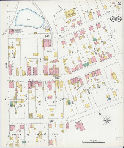 Sanborn Fire Insurance Map from Columbia, Monroe County, Illinois (1899), Sheet #0002 - Historic Sanborn Fire Insurance Map Print, vintage old map wall art, antique decor, genealogy gift, Illinois Illinois map