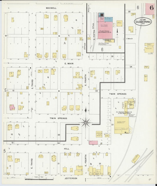 Sanborn Fire Insurance Map from Siloam Springs, Benton County, Arkansas (1908), Sheet #0006 - Historic Sanborn Fire Insurance Map Print, vintage old map wall art, antique decor, genealogy gift, Arkansas Arkansas map