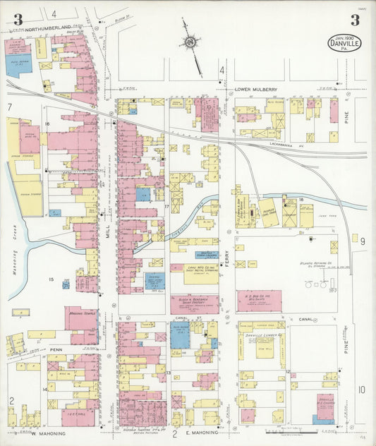 Sanborn Fire Insurance Map from Danville, Montour County, Pennsylvania (1930), Sheet #0003 - Historic Sanborn Fire Insurance Map Print, vintage old map wall art, antique decor, genealogy gift, Pennsylvania Pennsylvania map