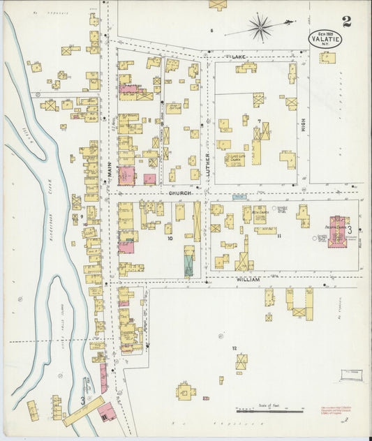 Sanborn Fire Insurance Map from Valatie, Columbia County, New York (1905), Sheet #0002 - Historic Sanborn Fire Insurance Map Print, vintage old map wall art, antique decor, genealogy gift, New York New York map