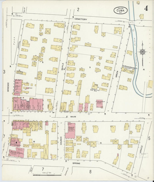 Sanborn Fire Insurance Map from Cuba, Allegany County, New York (1912), Sheet #0004 - Historic Sanborn Fire Insurance Map Print, vintage old map wall art, antique decor, genealogy gift, New York New York map