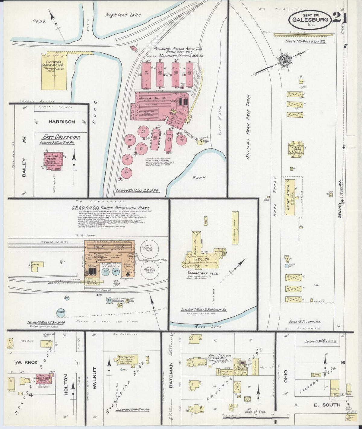 Sanborn Fire Insurance Map from Galesburg, Knox County, Illinois (1911), Sheet #0021 - Complete Map Set gallery image, historic Sanborn map, vintage wall art, Illinois Illinois