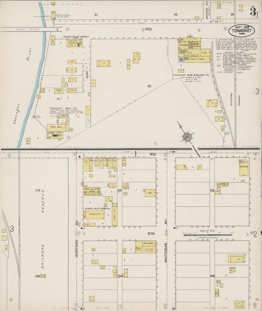 Sanborn Fire Insurance Map from Tonasket, Okanogan County, Washington (1922), Sheet #0003 - Historic Sanborn Fire Insurance Map Print, vintage old map wall art, antique decor, genealogy gift, Washington Washington map