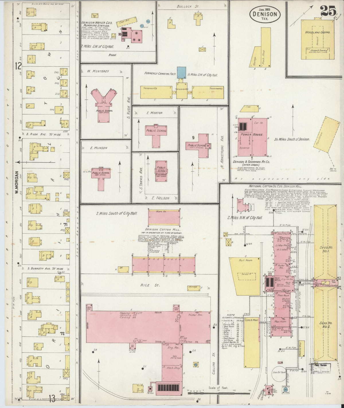 Sanborn Fire Insurance Map from Denison, Grayson County, Texas (1903), Sheet #0025 - Complete Map Set gallery image, historic Sanborn map, vintage wall art, Texas Texas