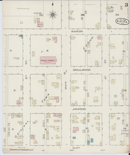 Sanborn Fire Insurance Map from Edina, Knox County, Missouri (1886), Sheet #0003 - Complete Map Set gallery image, historic Sanborn map, vintage wall art, Missouri Missouri
