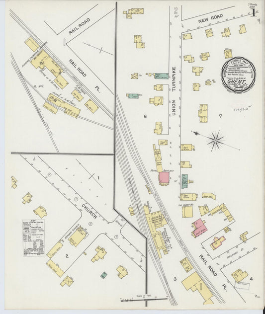 Sanborn Fire Insurance Map from Ghent, Columbia County, New York (1892), Sheet #0001 - Complete Map Set gallery image, historic Sanborn map, vintage wall art, New York New York
