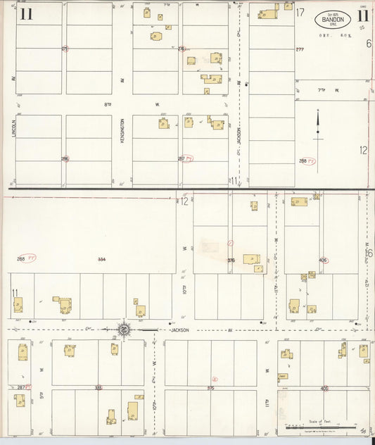 Sanborn Fire Insurance Map from Bandon, Coos County, Oregon (1931), Sheet #0011 - Historic Sanborn Fire Insurance Map Print, vintage old map wall art, antique decor, genealogy gift, Oregon Oregon map