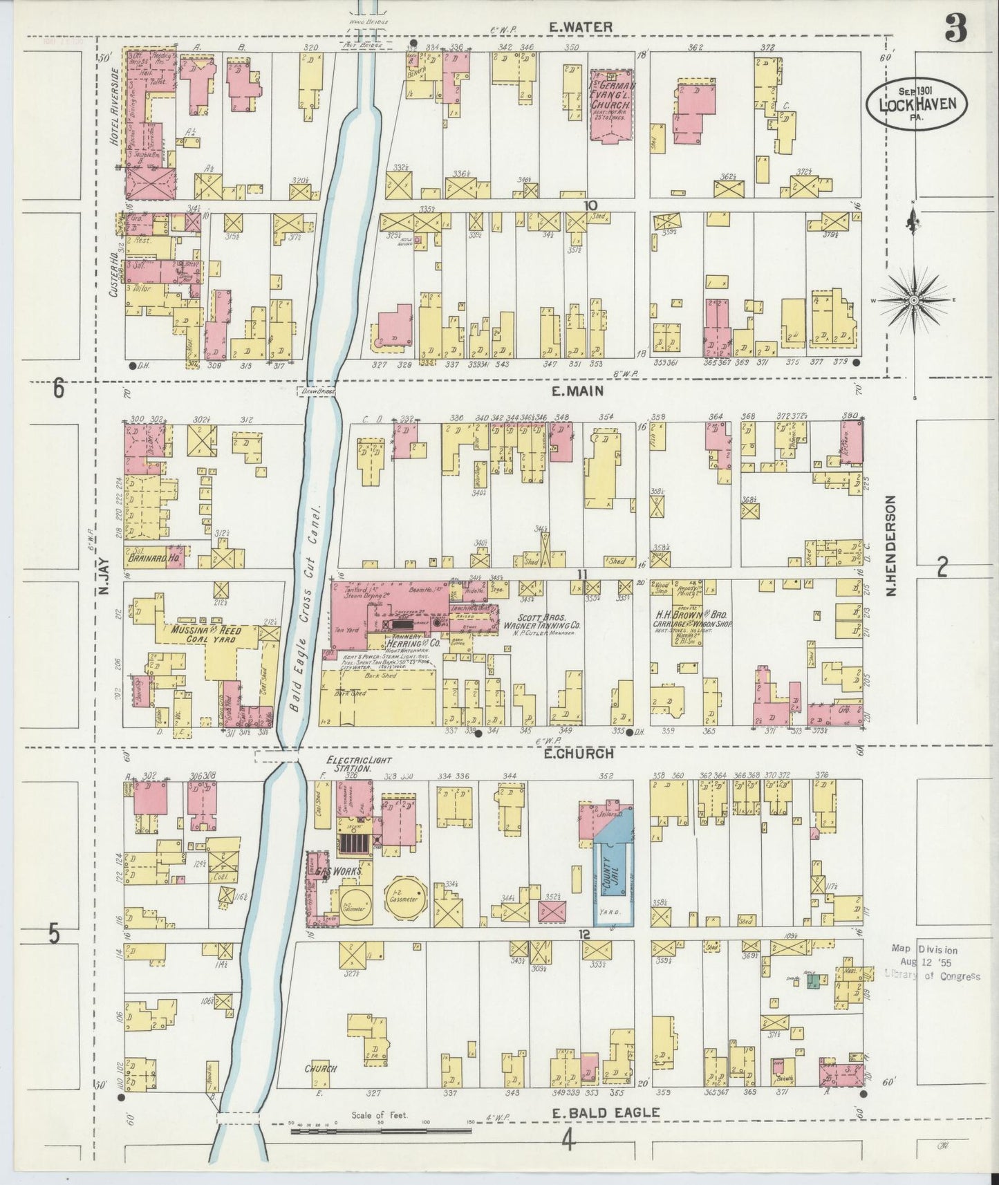Sanborn Fire Insurance Map from Lock Haven, Clinton County, Pennsylvania (1901), Sheet #0003 - Complete Map Set gallery image, historic Sanborn map, vintage wall art, Pennsylvania Pennsylvania