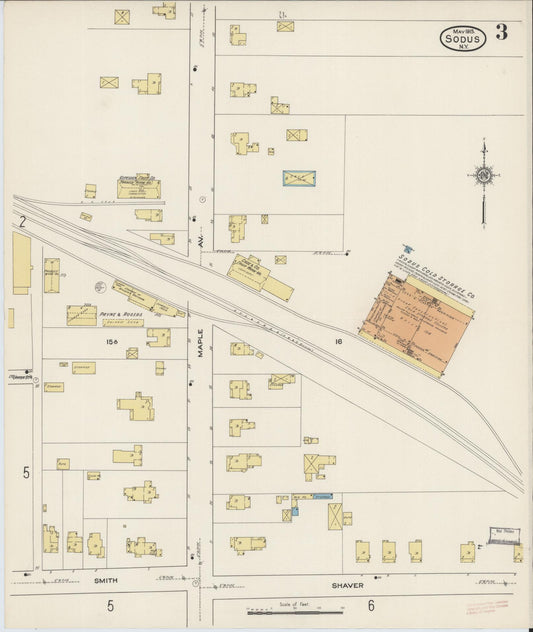 Sanborn Fire Insurance Map from Sodus, Wayne County, New York (1915), Sheet #0003 - Historic Sanborn Fire Insurance Map Print, vintage old map wall art, antique decor, genealogy gift, New York New York map