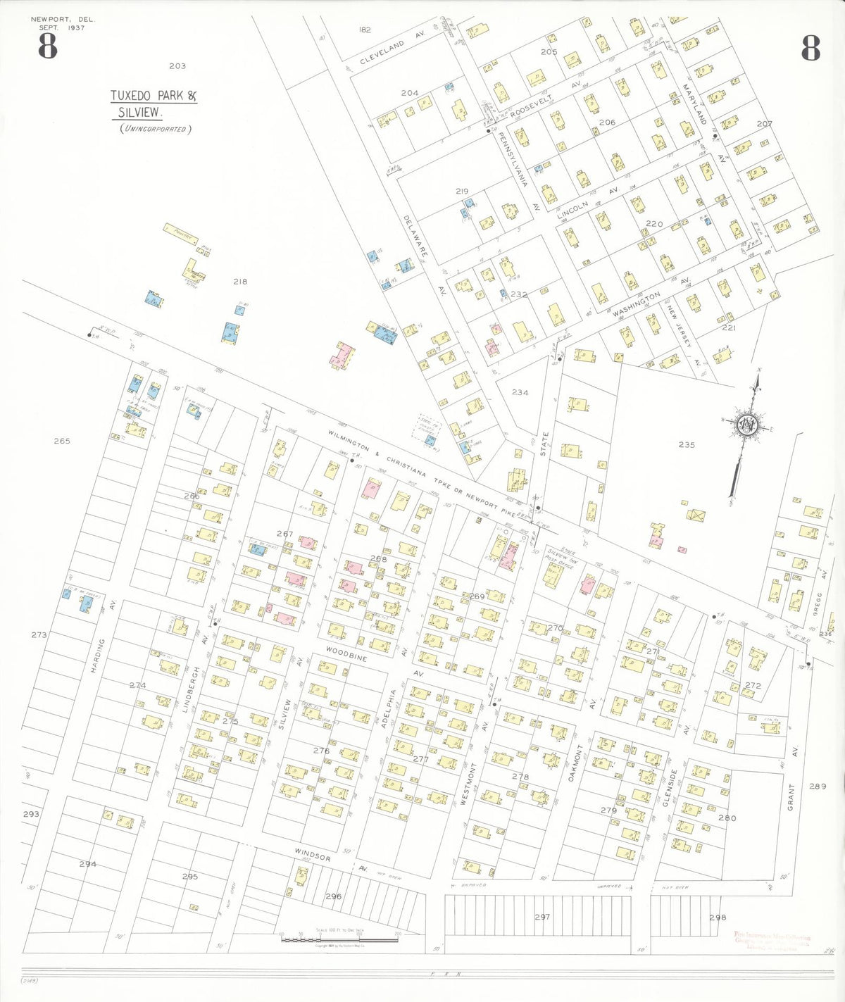 Sanborn Fire Insurance Map from Newport, New Castle County, Delaware (1937), Sheet #0008 - Complete Map Set gallery image, historic Sanborn map, vintage wall art, Delaware Delaware