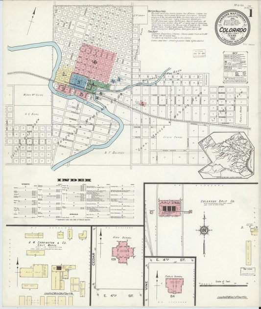 Sanborn Fire Insurance Map from Colorado, Mitchell County, Texas (1914), Sheet #0001 - Historic Sanborn Fire Insurance Map Print, vintage old map wall art, antique decor, genealogy gift, Texas Texas map