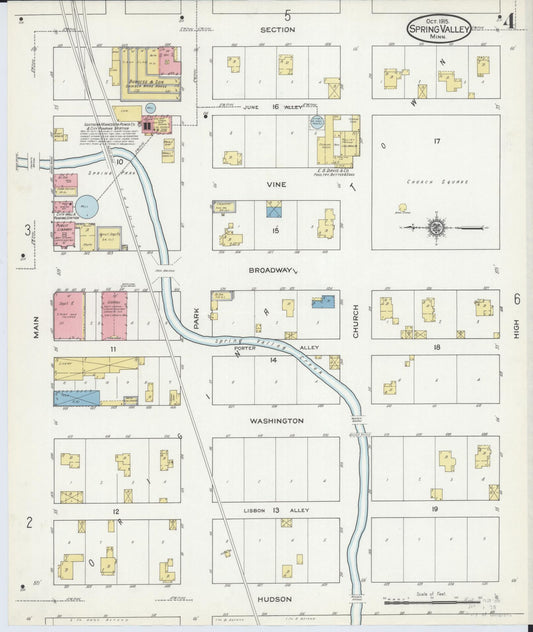 Sanborn Fire Insurance Map from Spring Valley, Fillmore County, Minnesota (1915), Sheet #0004 - Historic Sanborn Fire Insurance Map Print, vintage old map wall art, antique decor, genealogy gift, Minnesota Minnesota map