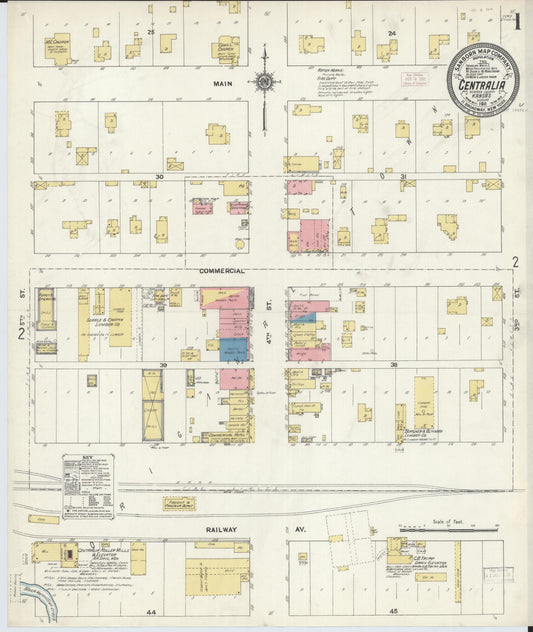 Sanborn Fire Insurance Map from Centralia, Nemaba County, Kansas (1911), Sheet #0001 - Complete Map Set gallery image, historic Sanborn map, vintage wall art, Kansas Kansas