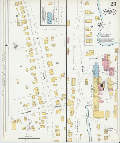 Sanborn Fire Insurance Map from North Adams, Berkshire County, Massachusetts (1901), Sheet #0023 - Complete Map Set gallery image, historic Sanborn map, vintage wall art, Massachusetts Massachusetts