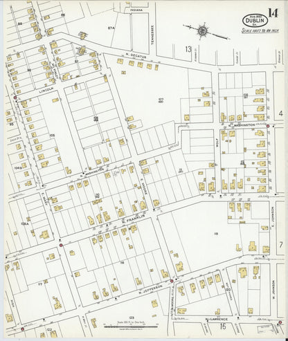 Sanborn Fire Insurance Map from Dublin, Laurens County, Georgia (1920), Sheet #0014 - Complete Map Set gallery image, historic Sanborn map, vintage wall art, Georgia Georgia