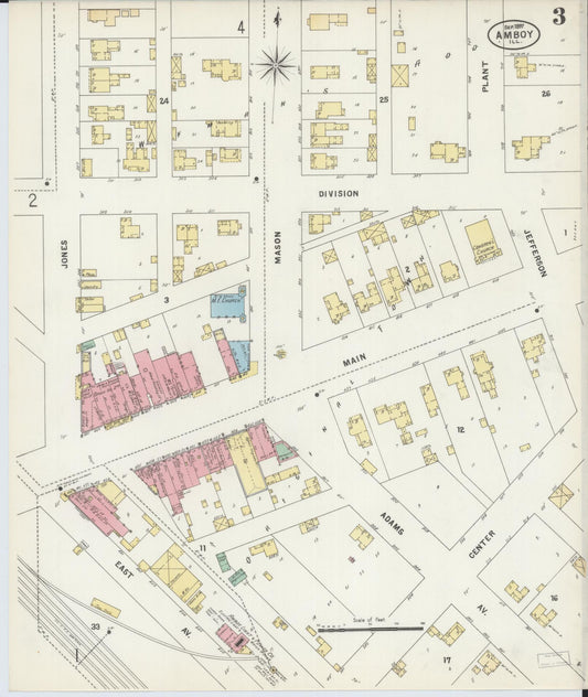 Sanborn Fire Insurance Map from Amboy, Lee County, Illinois (1897), Sheet #0003 - Historic Sanborn Fire Insurance Map Print, vintage old map wall art, antique decor, genealogy gift, Illinois Illinois map
