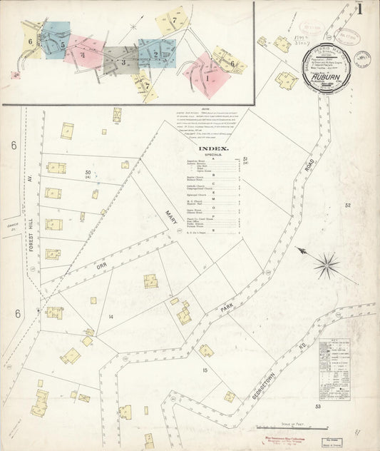 Sanborn Fire Insurance Map from Auburn, Placer County, California (1899), Sheet #0001 - Historic Sanborn Fire Insurance Map Print, vintage old map wall art, antique decor, genealogy gift, California California map