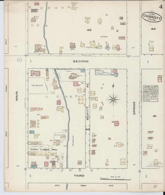 Sanborn Fire Insurance Map from Ogden, Weber County, Utah (1884), Sheet #0004 - Historic Sanborn Fire Insurance Map Print, vintage old map wall art, antique decor, genealogy gift, Utah Utah map