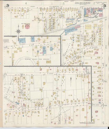 Sanborn Fire Insurance Map from Wilmington, Clinton County, Ohio (1949), Sheet #0009 - Historic Sanborn Fire Insurance Map Print, vintage old map wall art, antique decor, genealogy gift, Ohio Ohio map