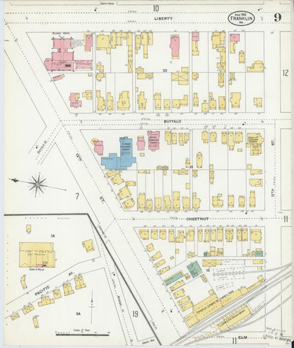 Sanborn Fire Insurance Map from Franklin, Venango County, Pennsylvania (1906), Sheet #0009 - Complete Map Set gallery image, historic Sanborn map, vintage wall art, Pennsylvania Pennsylvania