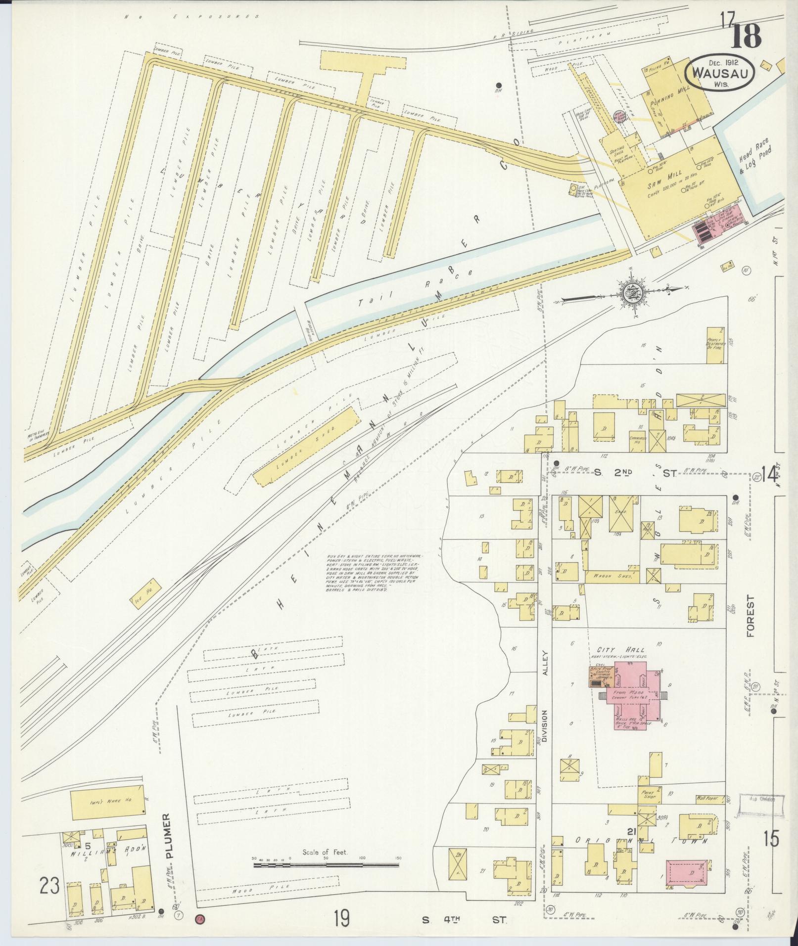 Sanborn Fire Insurance Map from Wausau, Marathon County, Wisconsin (1912), Sheet #0018 - Complete Map Set gallery image, historic Sanborn map, vintage wall art, Wisconsin Wisconsin