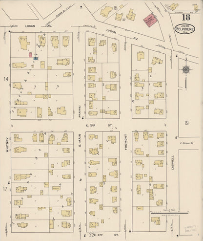 Sanborn Fire Insurance Map from Belvidere, Boone County, Illinois (1922), Sheet #0018 - Complete Map Set gallery image, historic Sanborn map, vintage wall art, Illinois Illinois