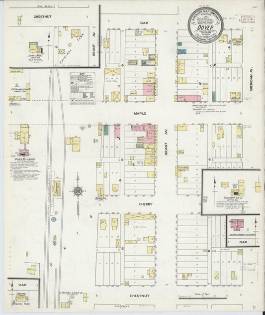 Sanborn Fire Insurance Map from Dover, Kingfisher County, Oklahoma (1909), Sheet #0001 - Historic Sanborn Fire Insurance Map Print, vintage old map wall art, antique decor, genealogy gift, Oklahoma Oklahoma map