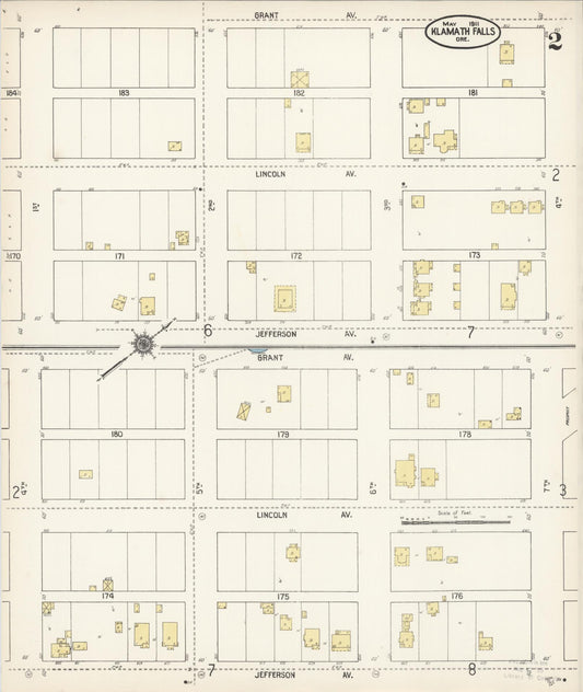 Sanborn Fire Insurance Map from Klamath Falls, Klamath County, Oregon (1911), Sheet #0002 - Historic Sanborn Fire Insurance Map Print, vintage old map wall art, antique decor, genealogy gift, Oregon Oregon map